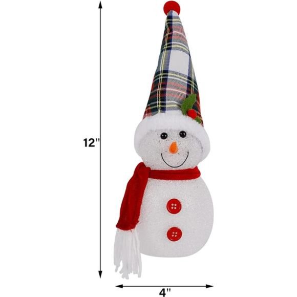 2Pcs Lighted Snowman Christmas Table Decorations Changing LED Lights 12 x 4 Inch - Picture 2 of 7